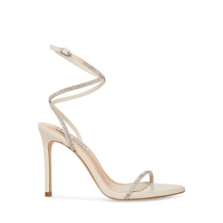 Sandalias Tacones Steve Madden Aubrey Mujer Creme Plateadas | ES EO632E